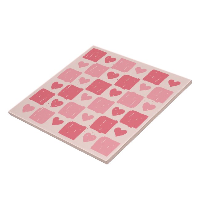 Painted Hearts Love Pattern Decorative  Tile (Side)