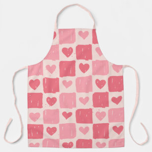 Painted Hearts Love Pattern Kitchen Apron