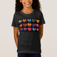 Painted hearts on a black background  