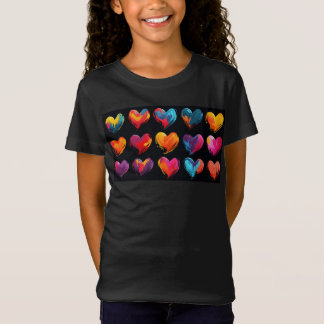 Painted hearts on a black background T-Shirt