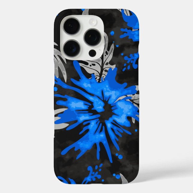 Painted Hibiscus Hawaiian Floral Royal Blue Case-Mate iPhone Case (Back)