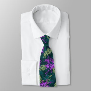 Painted Hibiscus Hawaiian Floral Two-sided Printed Tie