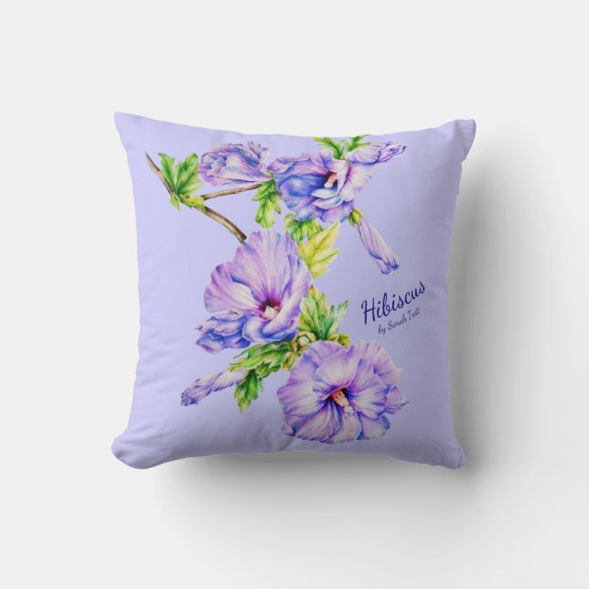 Painted Hibiscus syriacus fine art pillow (Front)