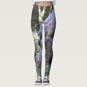 painted hippopotamus leggings