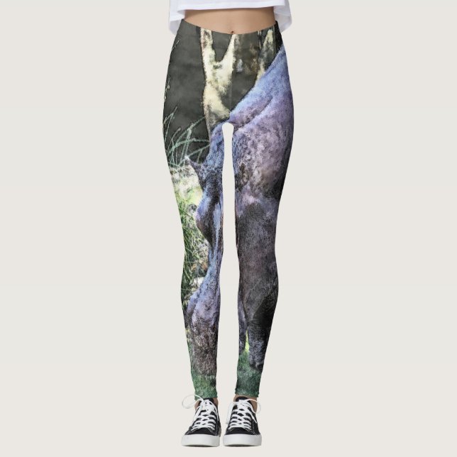 painted hippopotamus leggings (Front)