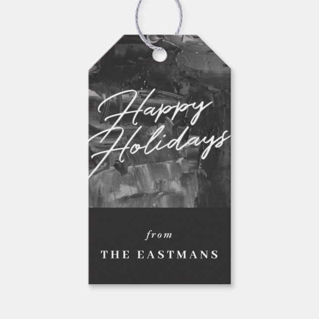 Painted Holiday Christmas Gift Tag - Black (Front)