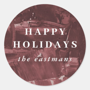 Painted Holiday Envelope Seal Sticker - Red