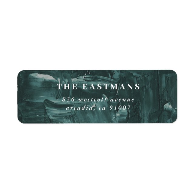 Painted Holiday Return Address Label - Teal (Front)