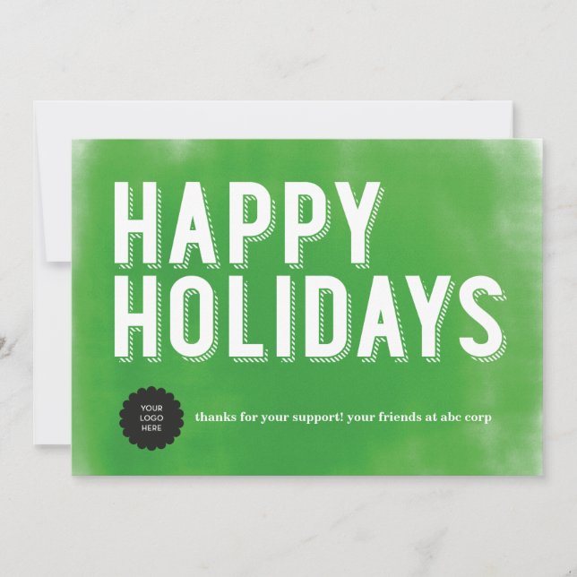 Painted Holidays Green Flat Holiday Card (Front)