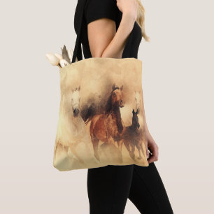 Painted Horses Running Tote Bag