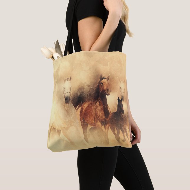 Painted Horses Running  Tote Bag (Close Up)