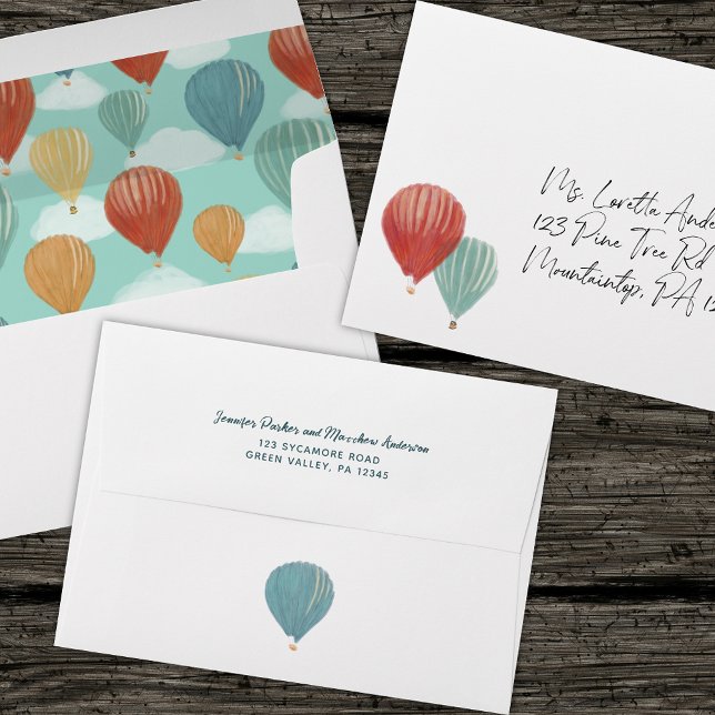 Painted Hot Air Balloons Custom Wedding Envelope (Creator Uploaded)