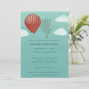 Painted Hot Air Balloons Custom Wedding Invitation