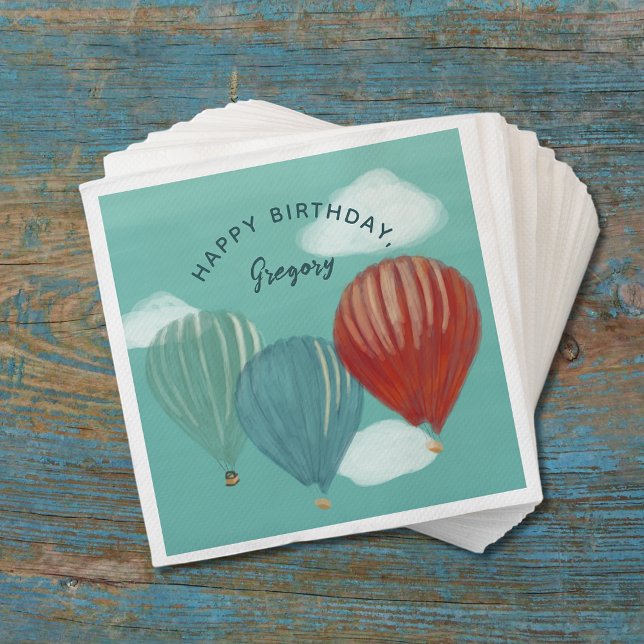 Painted Hot Air Balloons Personalised Napkin (Creator Uploaded)
