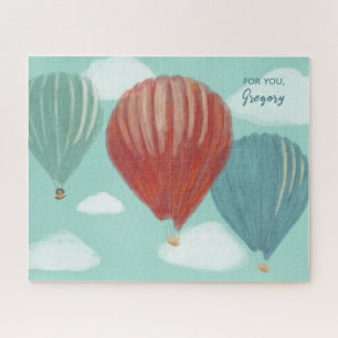 Painted Hot Air Balloons Personalized Jigsaw Puzzle