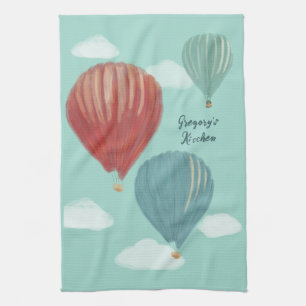 Painted Hot Air Balloons Personalized Tea Towel