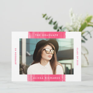 Painted Hot Pink   Photo Graduation Party Invitation
