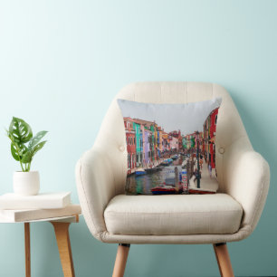 Painted Houses Italy Venice Cushion