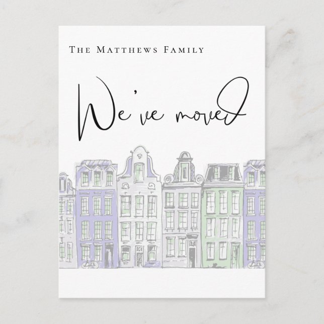 Painted Houses Watercolor New Home Announcement Postcard (Front)