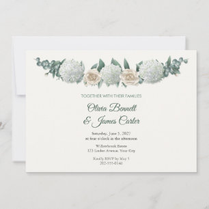 Painted Hydrangea and Eucalyptus Garland Wedding Invitation