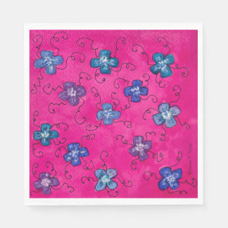 Painted Hydrangea Blossoms Party Napkins