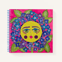Painted Hydrangea Flower Girl Spiral Notebook