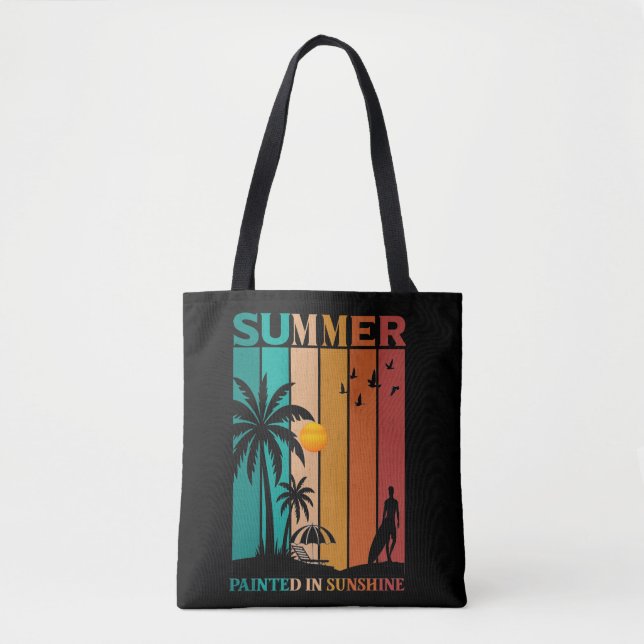 Painted in Sunshine Retro Summer Tee Tote Bag (Front)