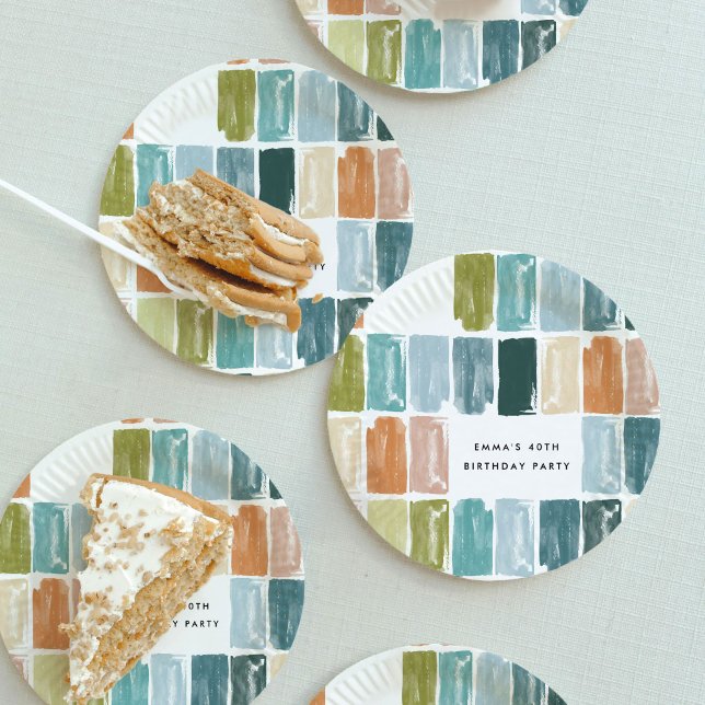 Painted Jewels Birthday Party Paper Plate (Watercolor jewels birthday party personalized paper plates.)