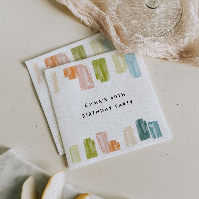 Painted Jewels Watercolor Personalised Napkin (Watercolor painted jewels birthday party paper napkins.)