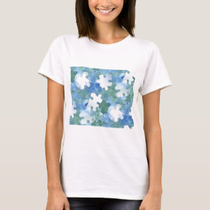 Painted Jigsaw Puzzle Piece in Blue and Green T-Shirt