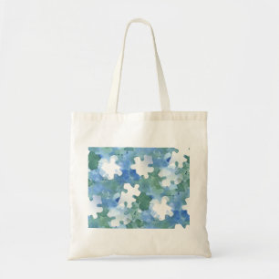 Painted Jigsaw Puzzle Piece in Blue and Green Tote Bag