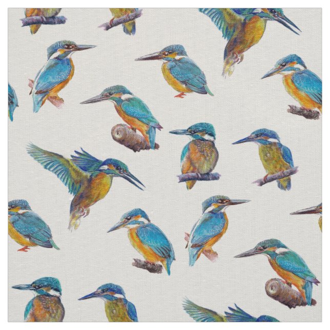 painted Kingfishers Fabric (Swatch)