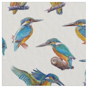 painted Kingfishers Fabric