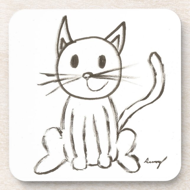 Painted Kitty Coasters - Set of 6 (Front)