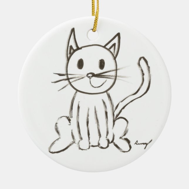 Painted Kitty Ornament - Blue (Front)