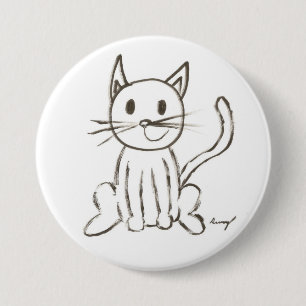 Painted Kitty Round Button