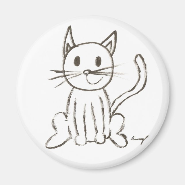 Painted Kitty Round Magnet (Front)