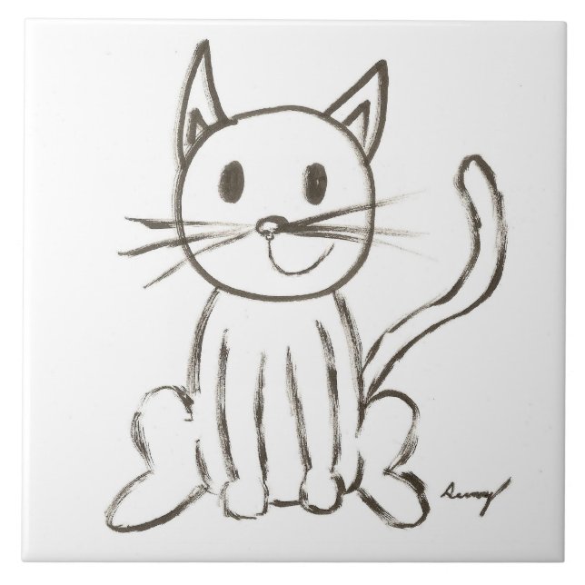 Painted Kitty Tile (Front)