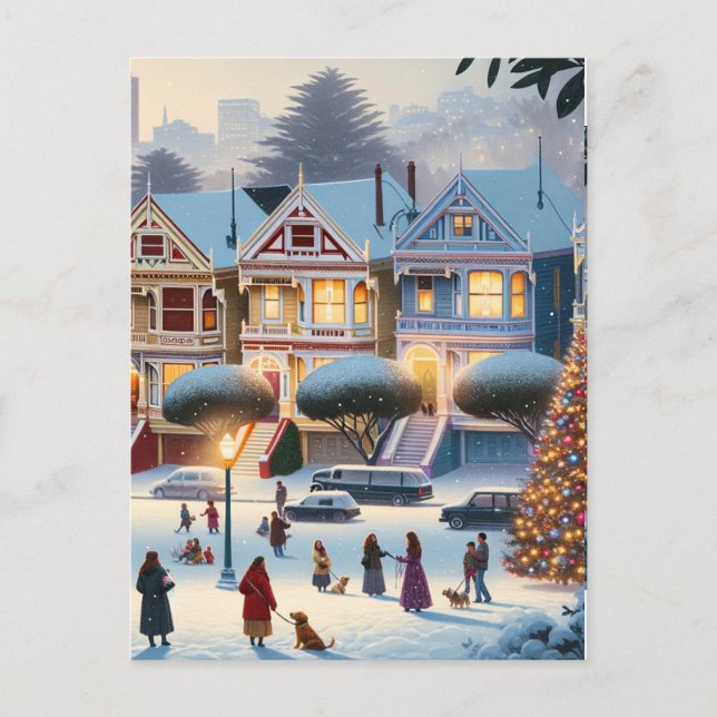 Painted Ladies Christmas Magic San Francisco Postcard (Front)
