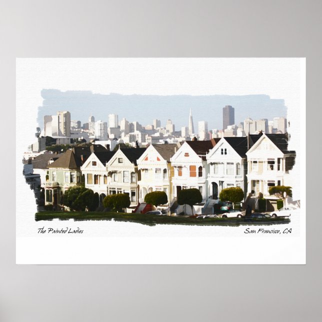 Painted Ladies of San Francisco Watercolor Poster (Front)