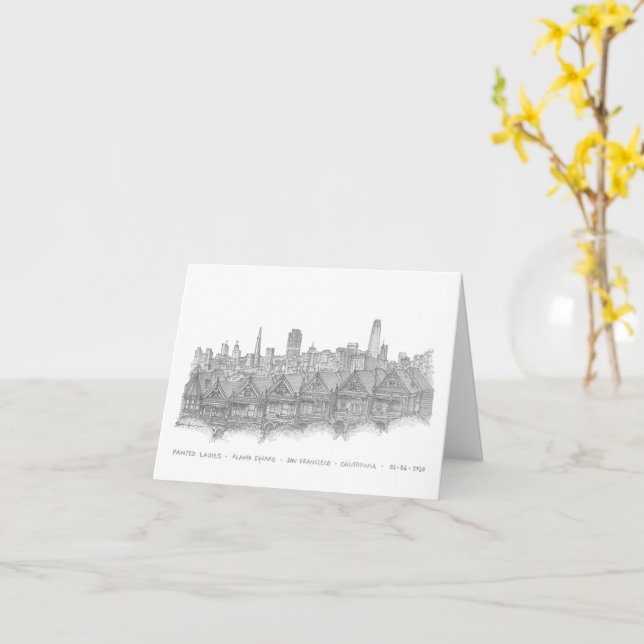 Painted Ladies, San Francisco, United States Card (Yellow Flower)