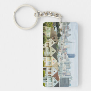 Painted Ladies, Victorian houses and skyline Key Ring