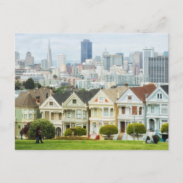 Painted Ladies, Victorian houses and skyline Postcard (Front)