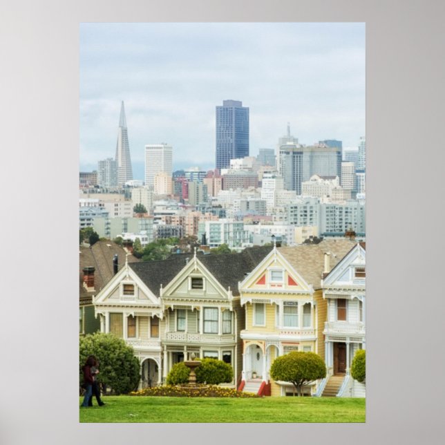 Painted Ladies, Victorian houses and skyline Poster (Front)
