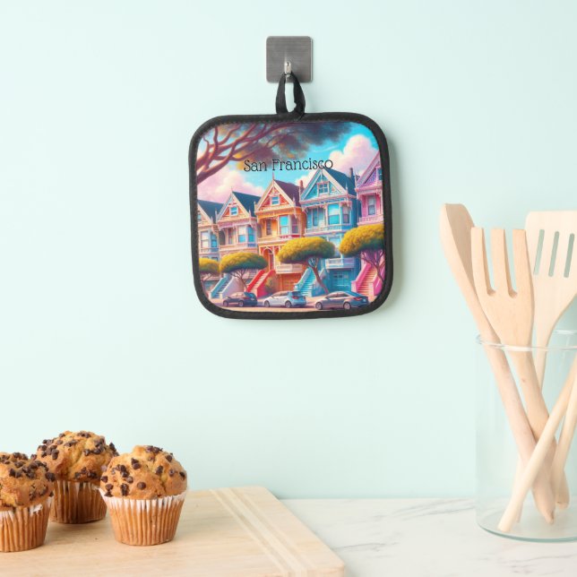 Painted Ladies Victorian  San Francisco Souvenir Pot Holder (Insitu(Hanging))
