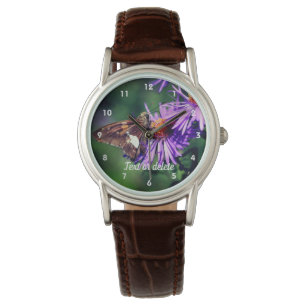 Painted Lady Butterfly Aster Flower Personalised  Watch