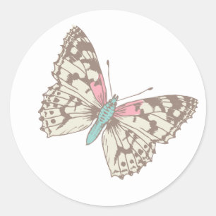 Painted lady butterfly brown pink wedding sticker