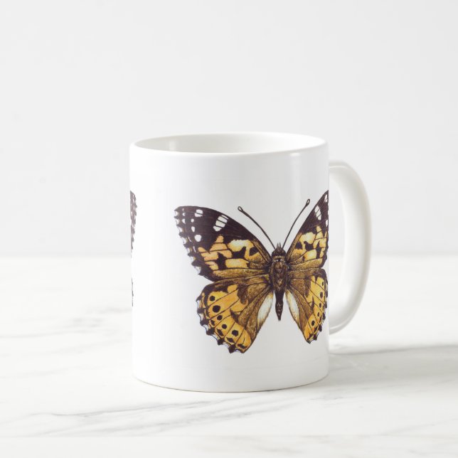Painted lady butterfly coffee mug (Front Right)
