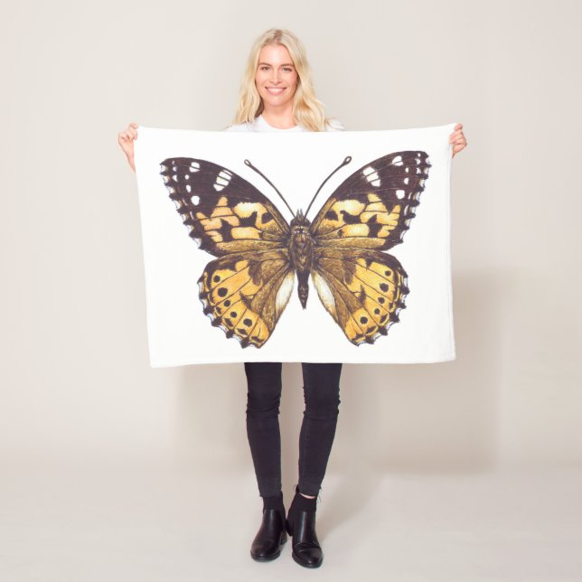 Painted lady butterfly fleece blanket (In Situ)