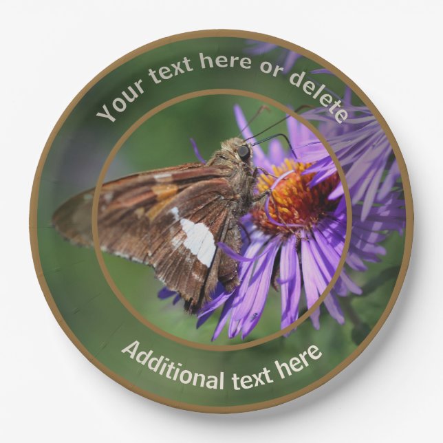 Painted Lady Butterfly Nature Personalised Party Paper Plate (Front)